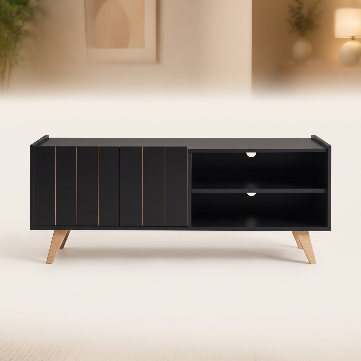 Space Black TV Stand, studio view