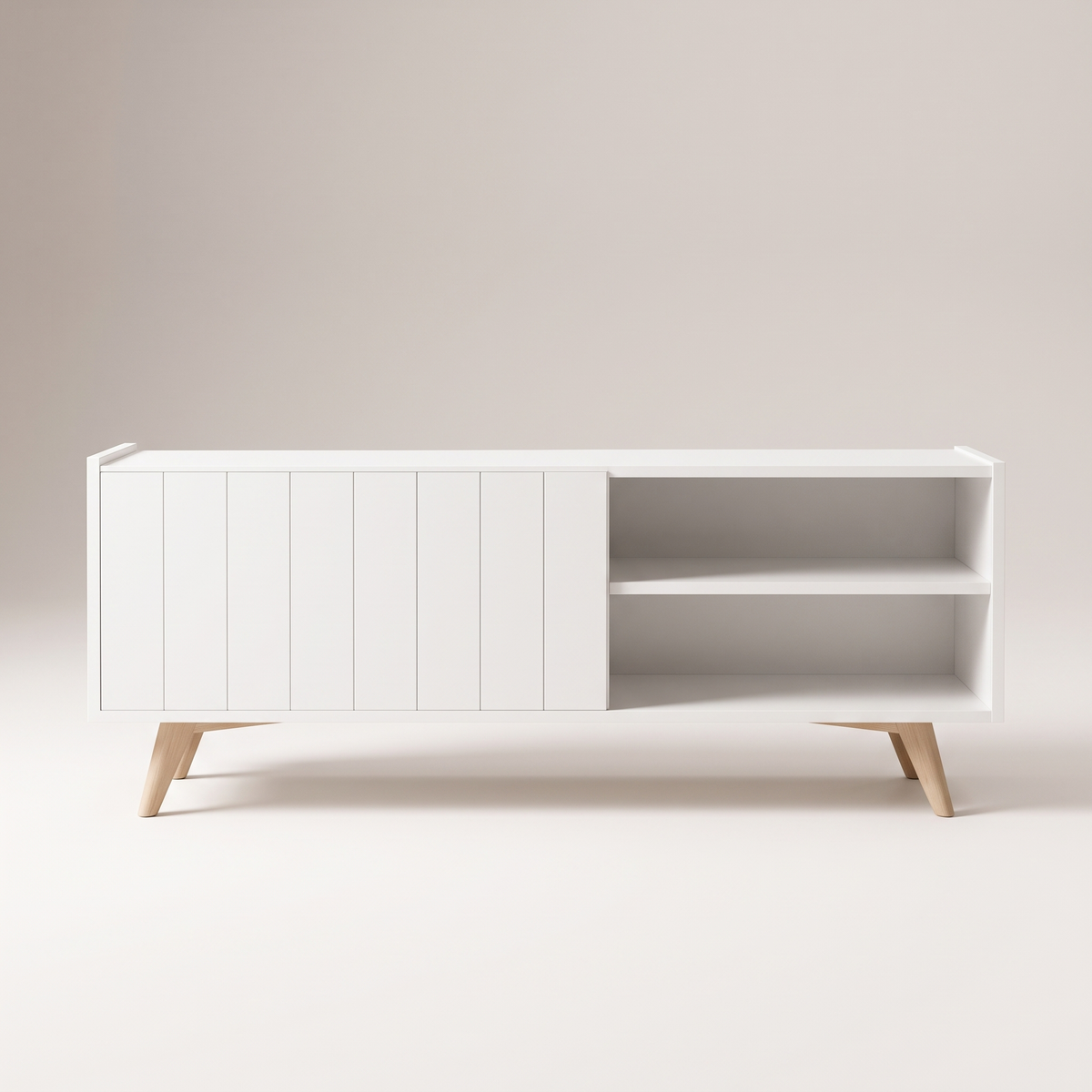 Space White TV Stand, studio view