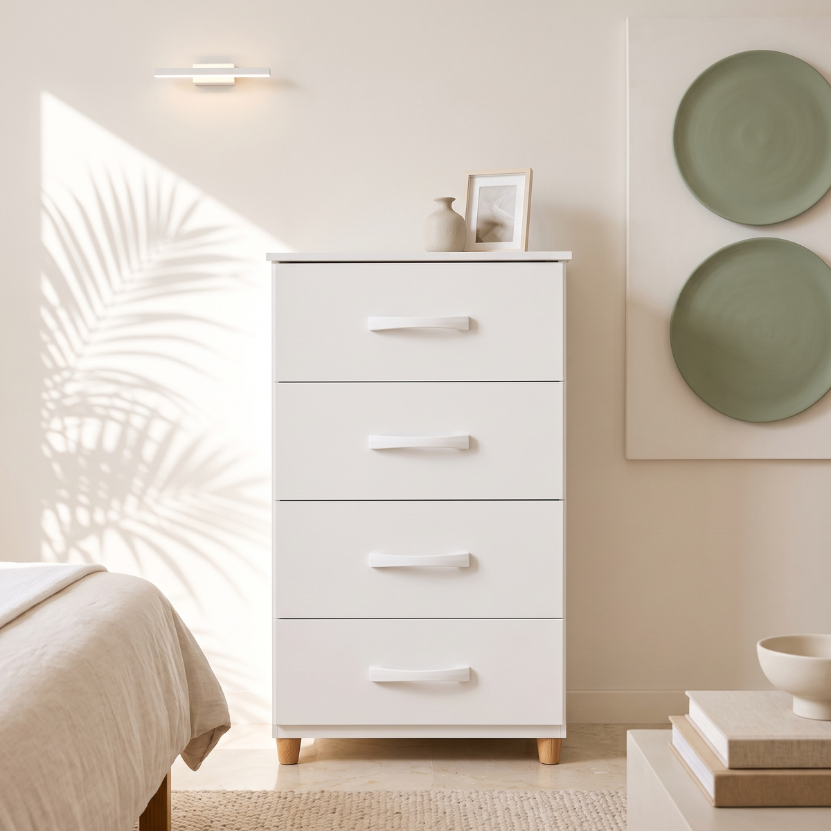 Mobi White 4 Drawer Chest in a Muscat home
