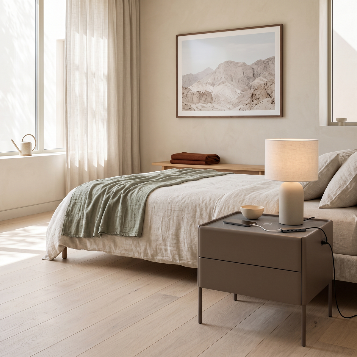Nightstand with Wireless Charging #CT-38 in a Muscat home
