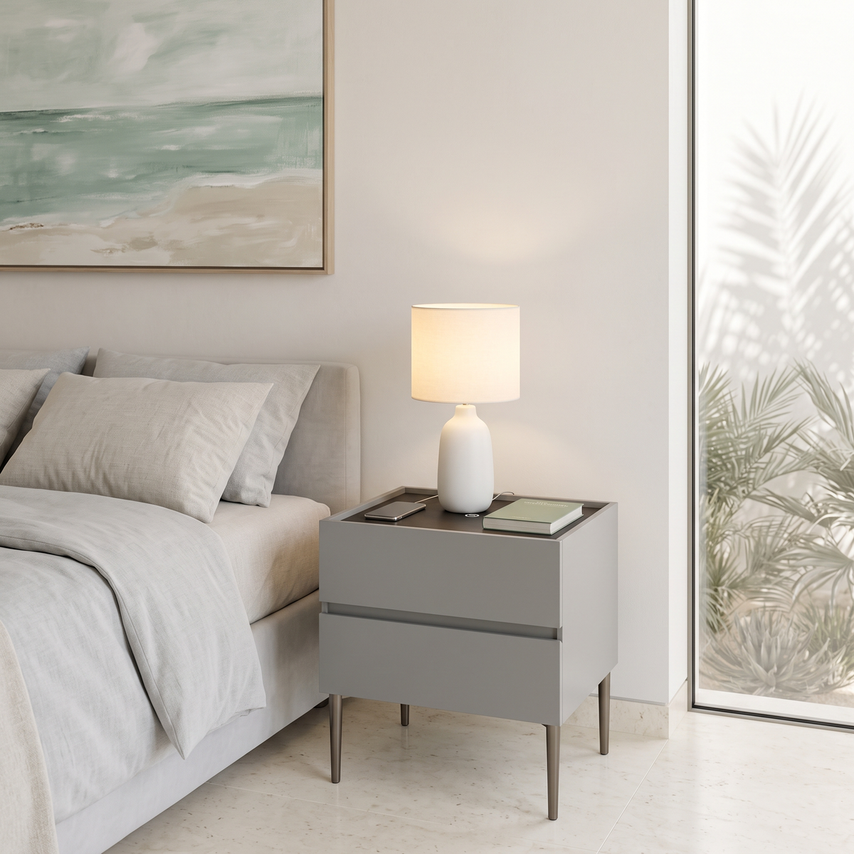 Nightstand with Wireless Charging #CT-28 in a Muscat home