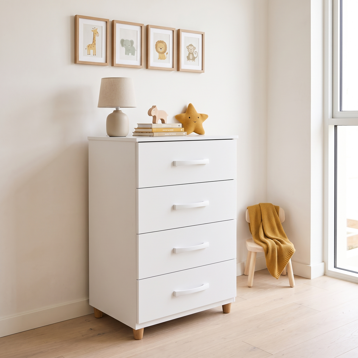Mobi White 4 Drawer Chest, second room view