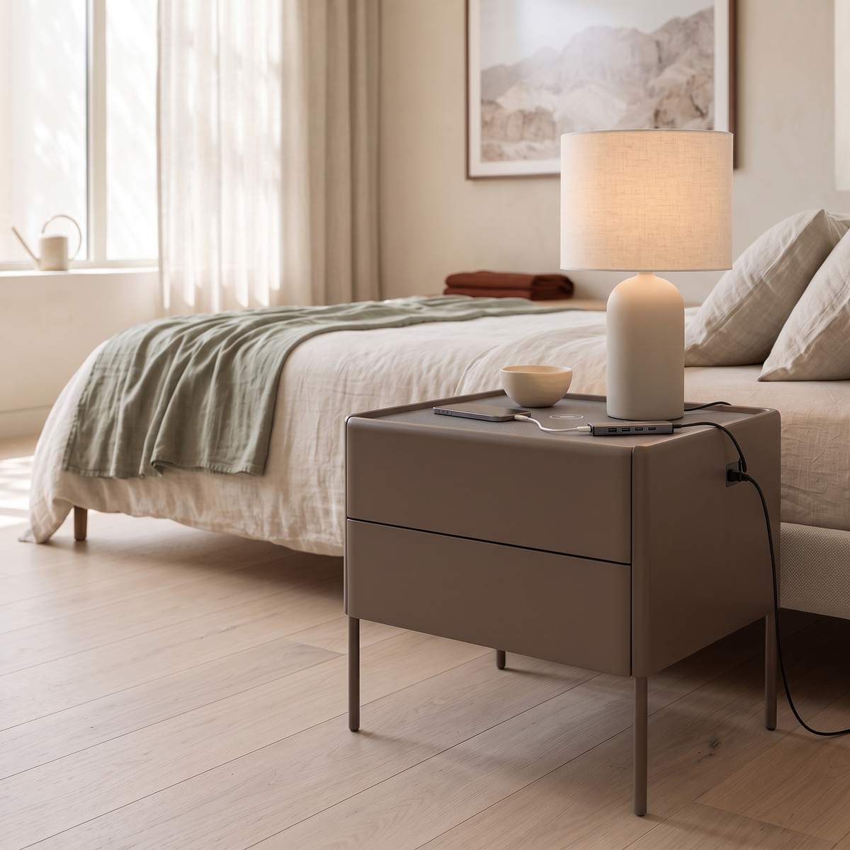 Nightstand with Wireless Charging #CT-38, close view