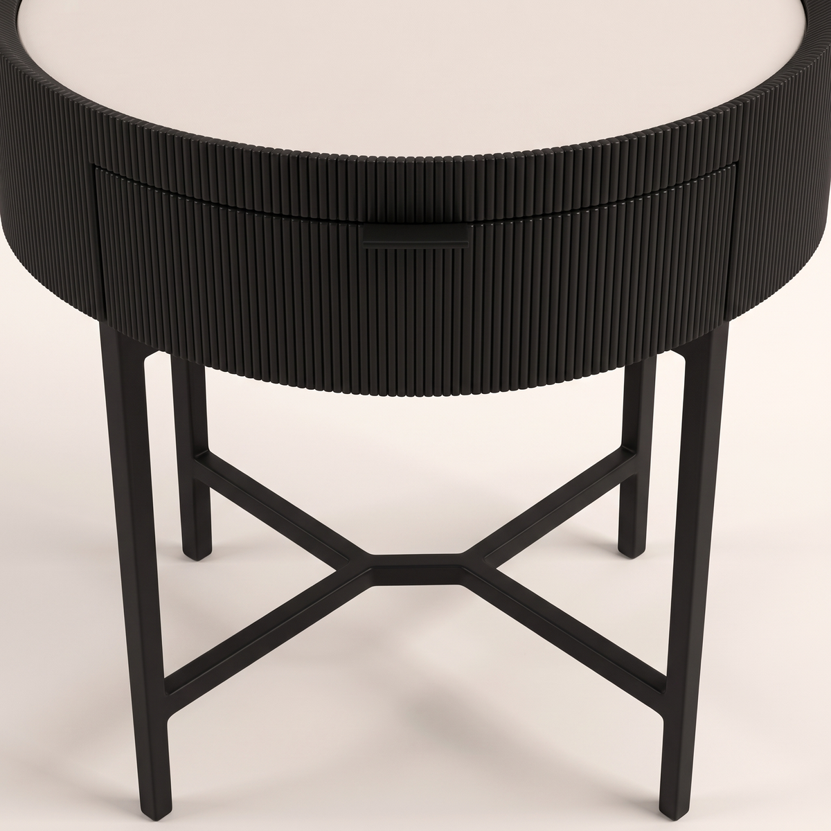Round Black Nightstand #608S, material detail