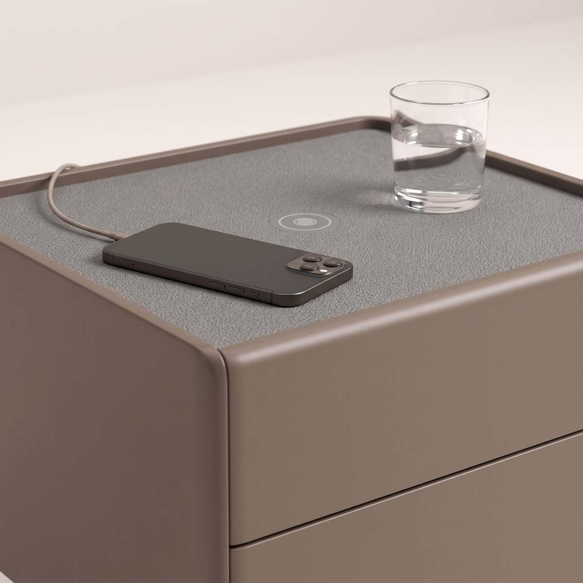 Nightstand with Wireless Charging #CT-38, styled detail