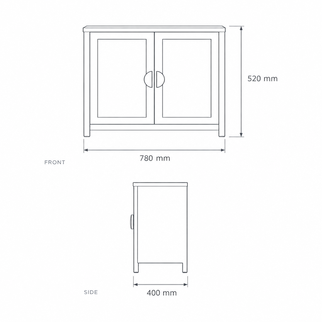 Low Cabinet #25007, dimensions drawing