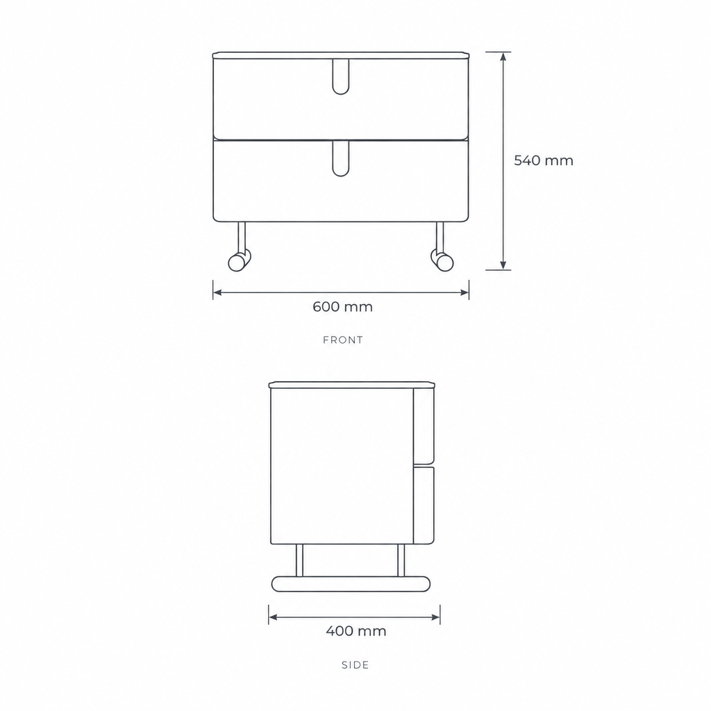 Nightstand #CB-0423A, dimensions drawing