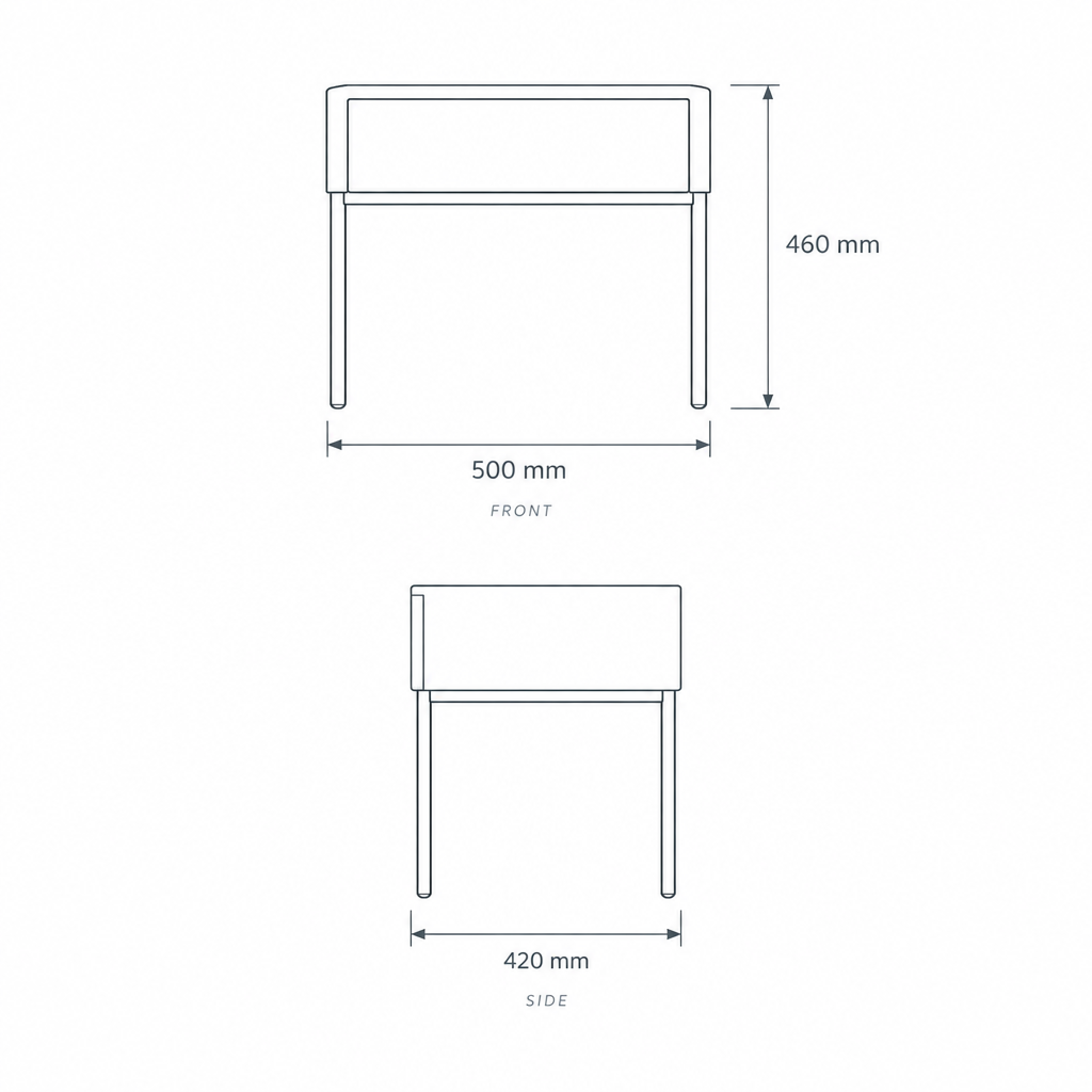 Nightstand with Wireless Charging #CT-15, dimensions drawing