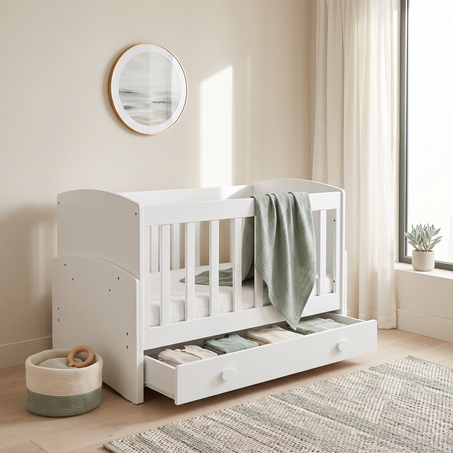 White Foldable Baby Crib #GW-502AW