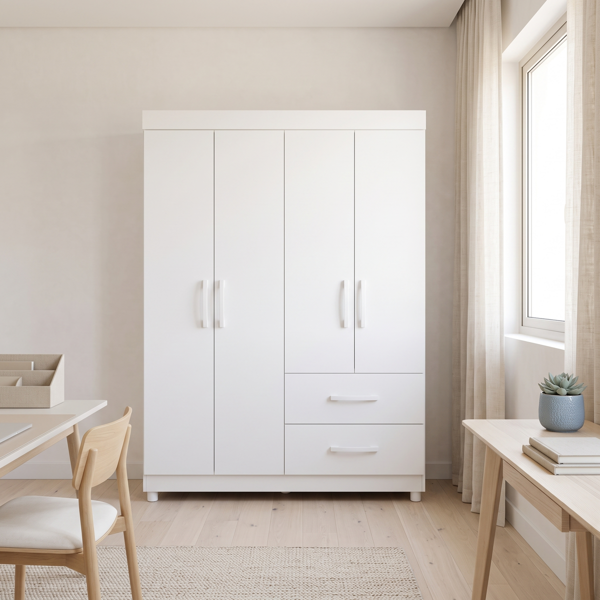 Mobi White 4 Door Wardrobe in a Muscat home