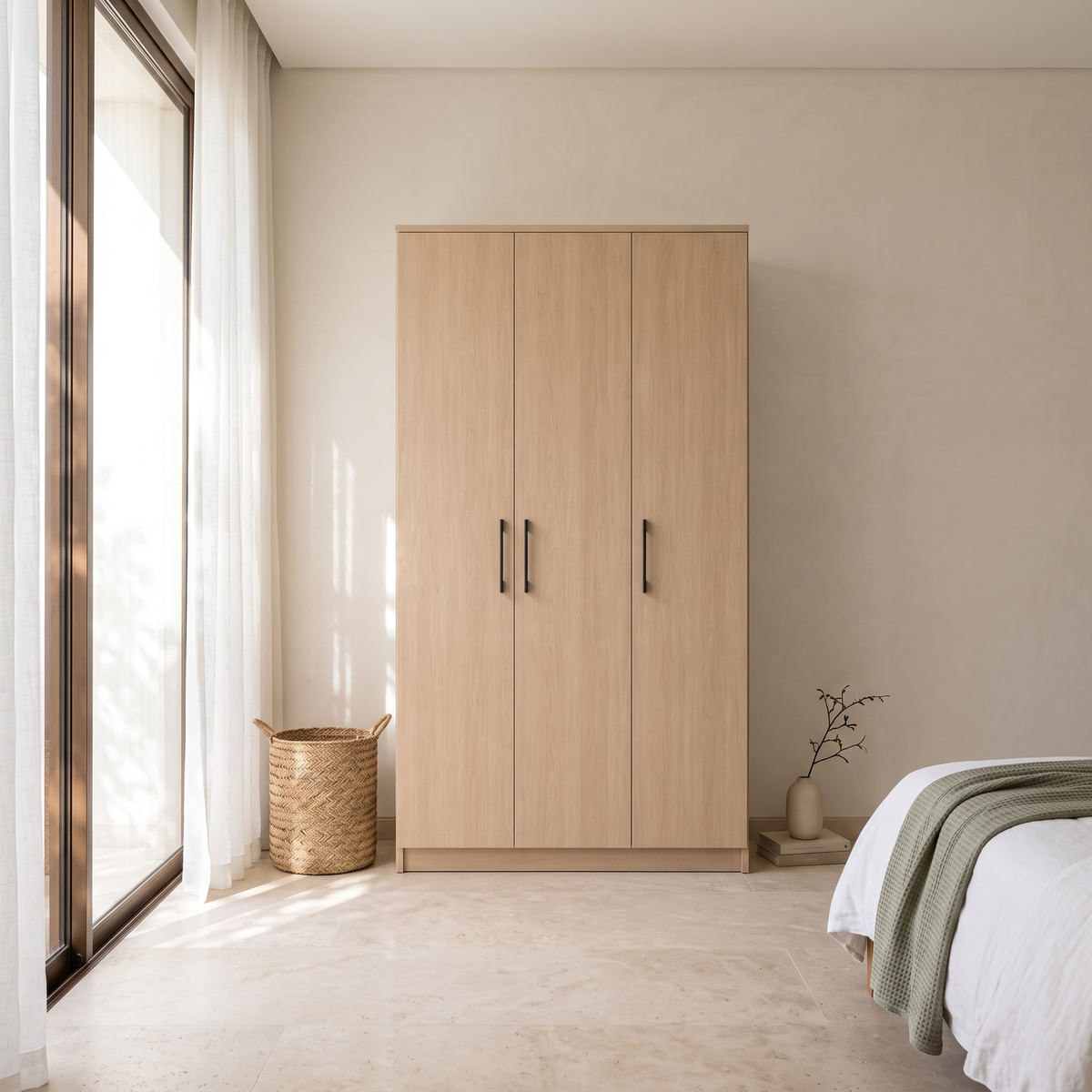 Oak 3 Door Wardrobe in a Muscat home