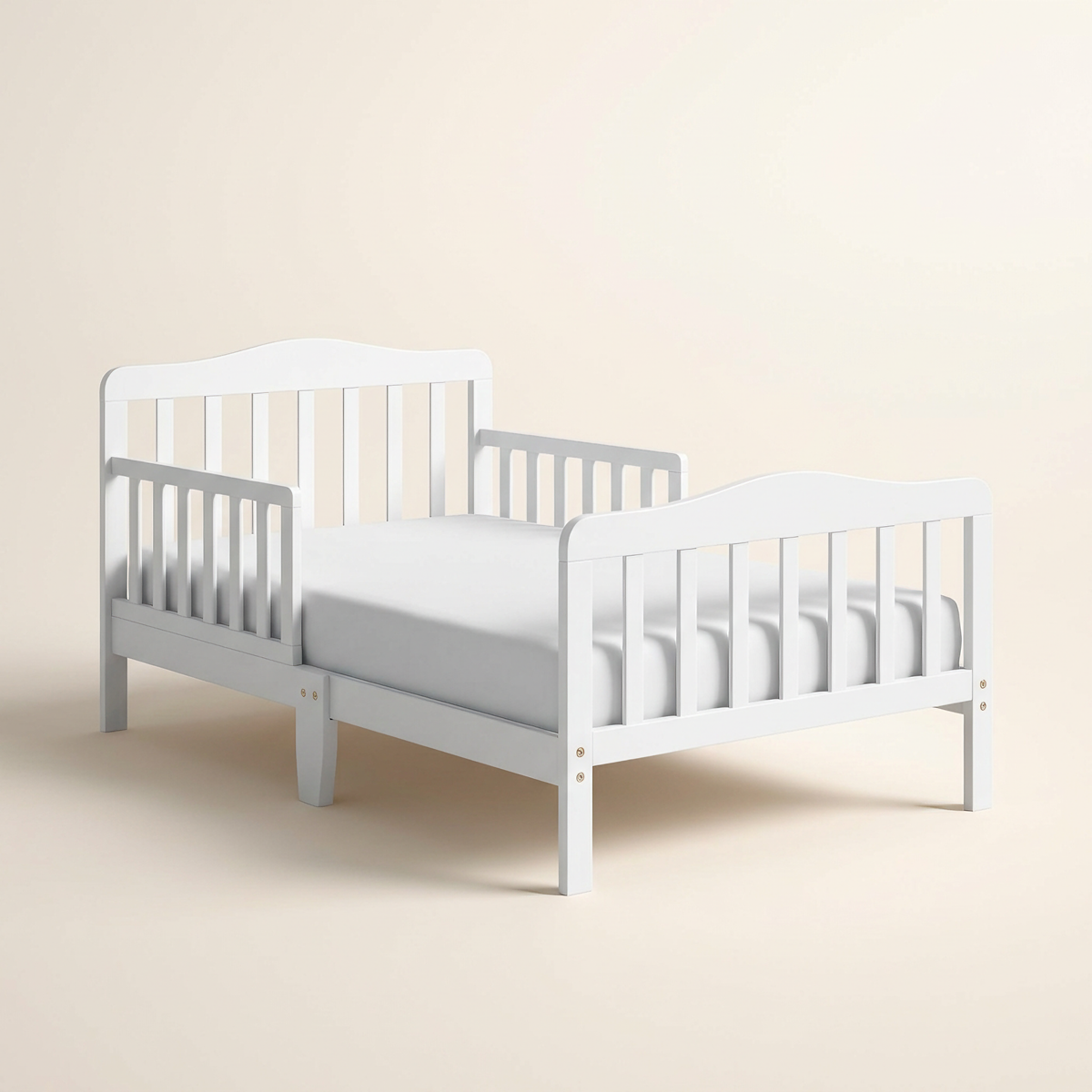 Foldable White Baby Crib #7211W, studio view
