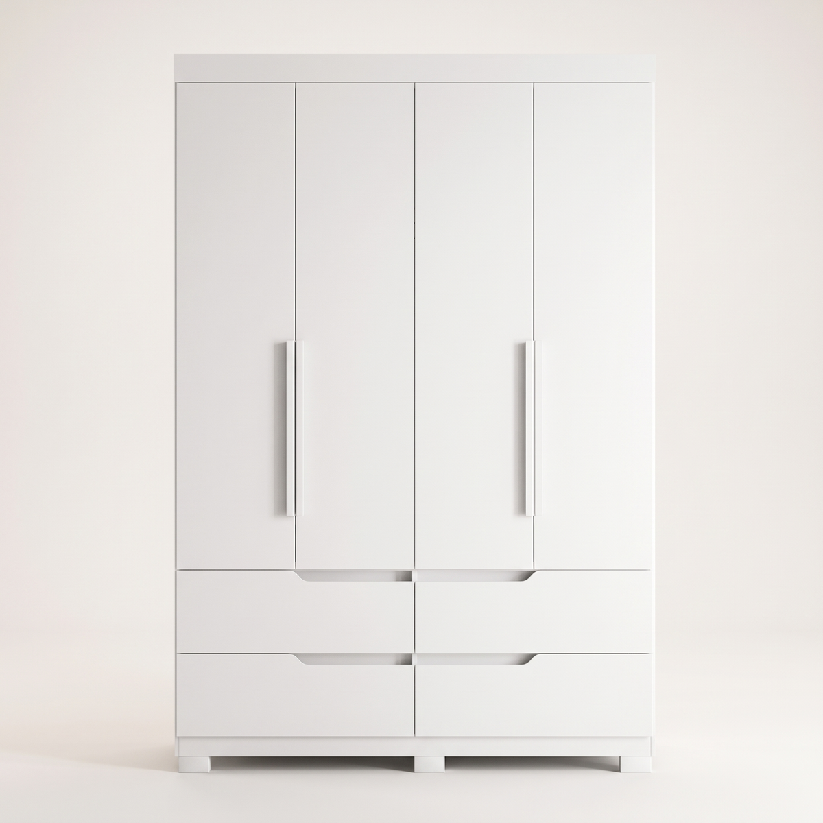 Doble White 4 Door Wardrobe, studio view