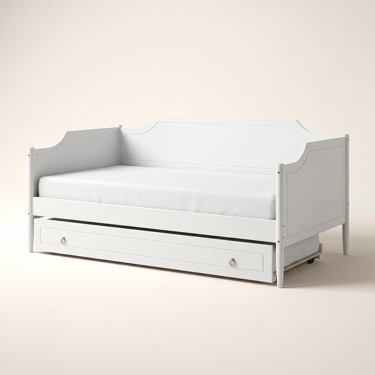 White Twin Daybed with Trundle #MG0016, studio view