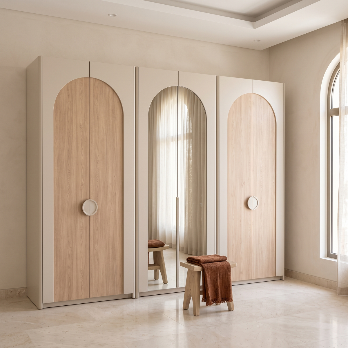 Milos 6 Door Mirrored Wardrobe, second room view