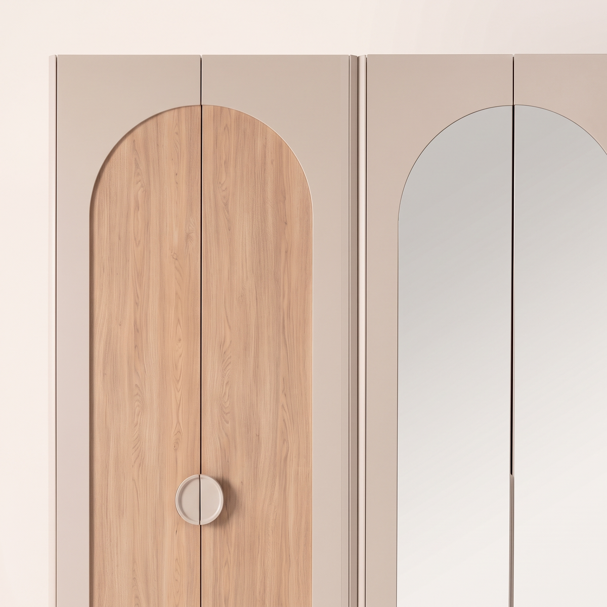 Milos 6 Door Mirrored Wardrobe, material detail