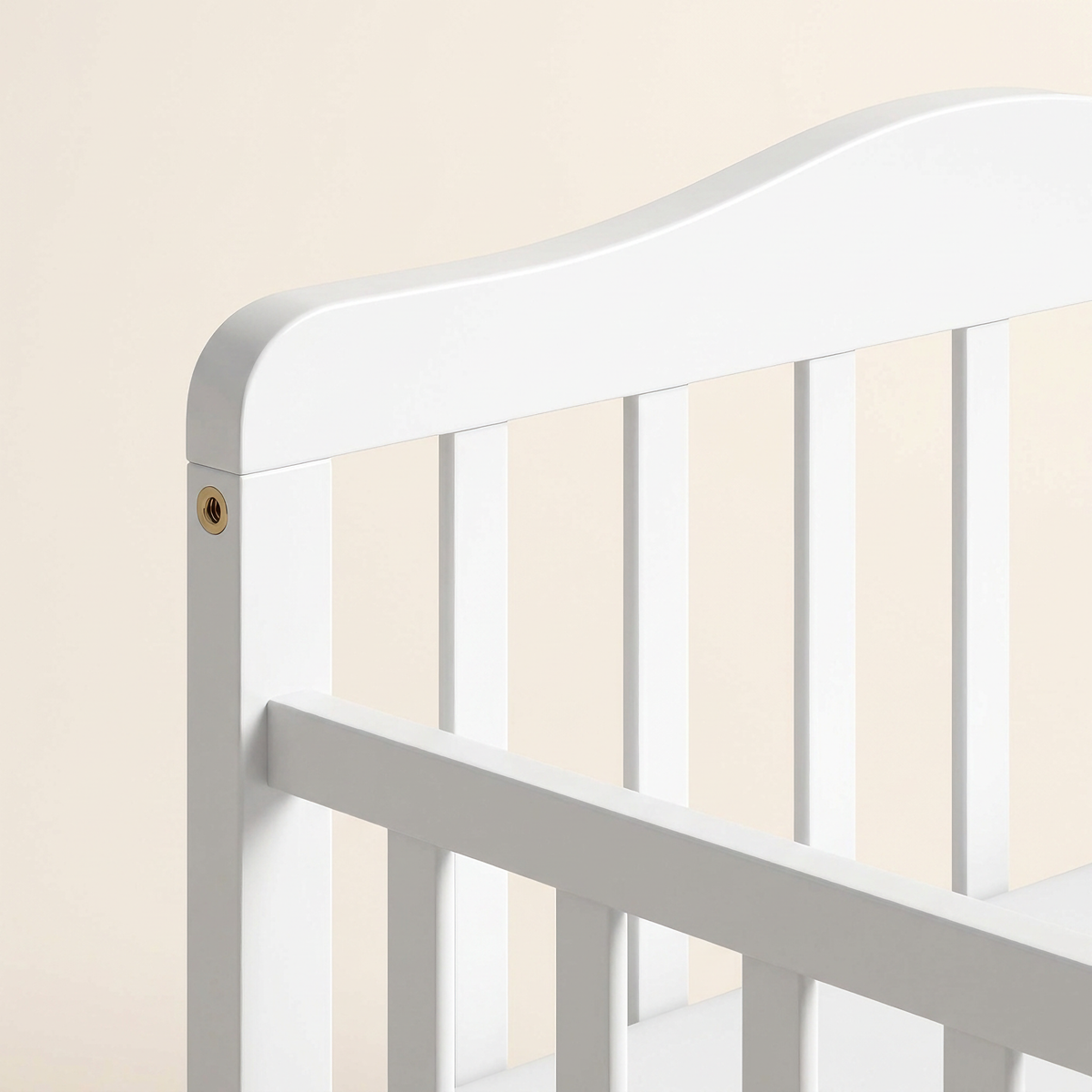 Foldable White Baby Crib #7211W, material detail