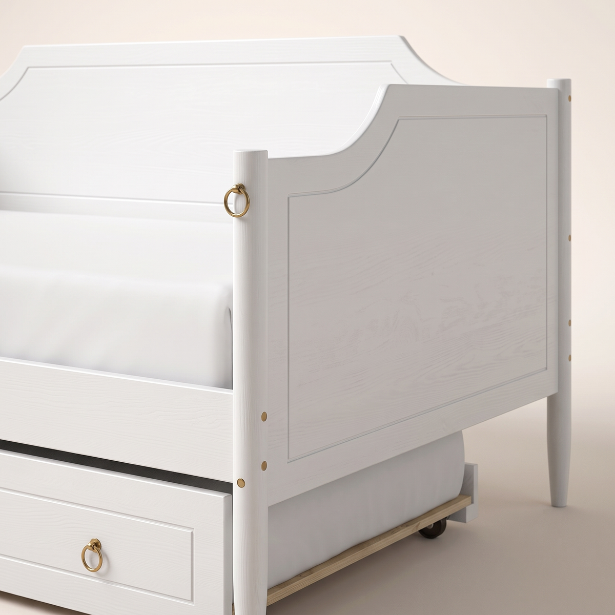 White Twin Daybed with Trundle #MG0016, material detail