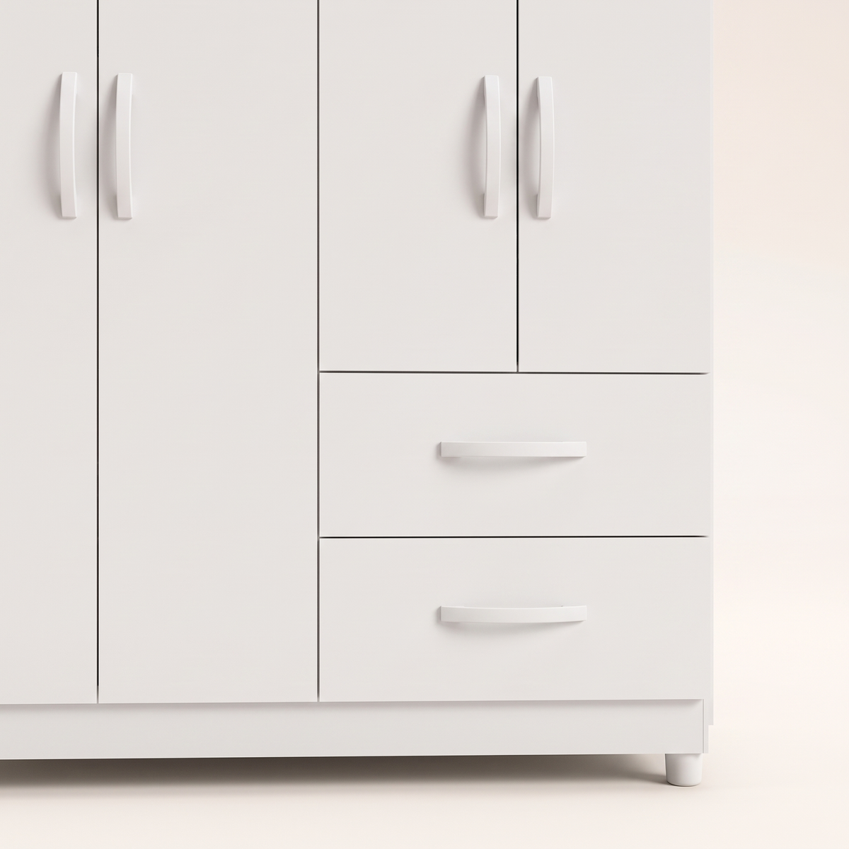 Mobi White 4 Door Wardrobe, material detail