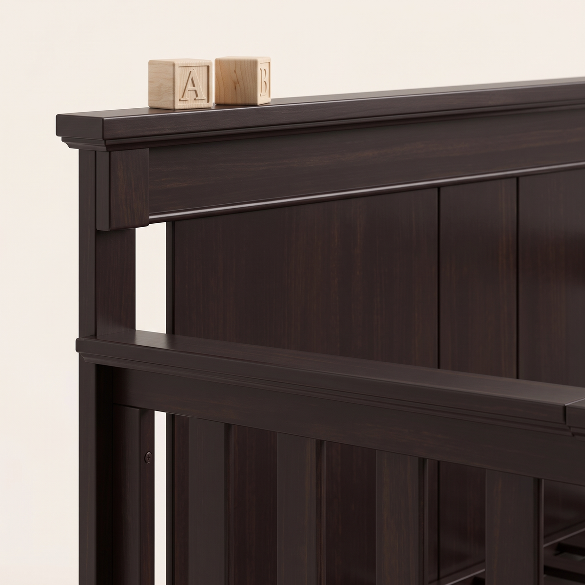 Foldable Black Baby Crib #GH-102, styled detail