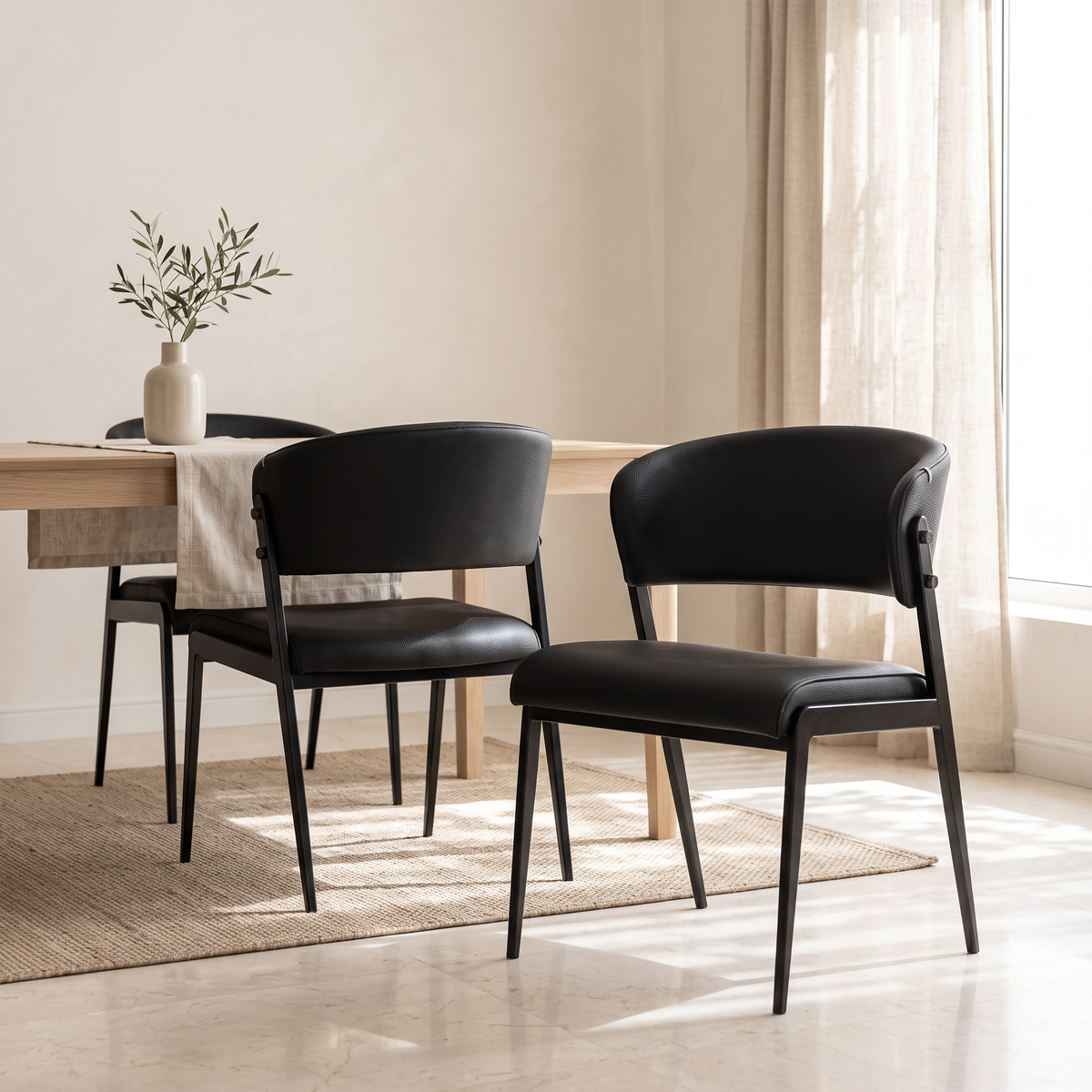 Noir Black Leather-Look Dining Chair, second room view