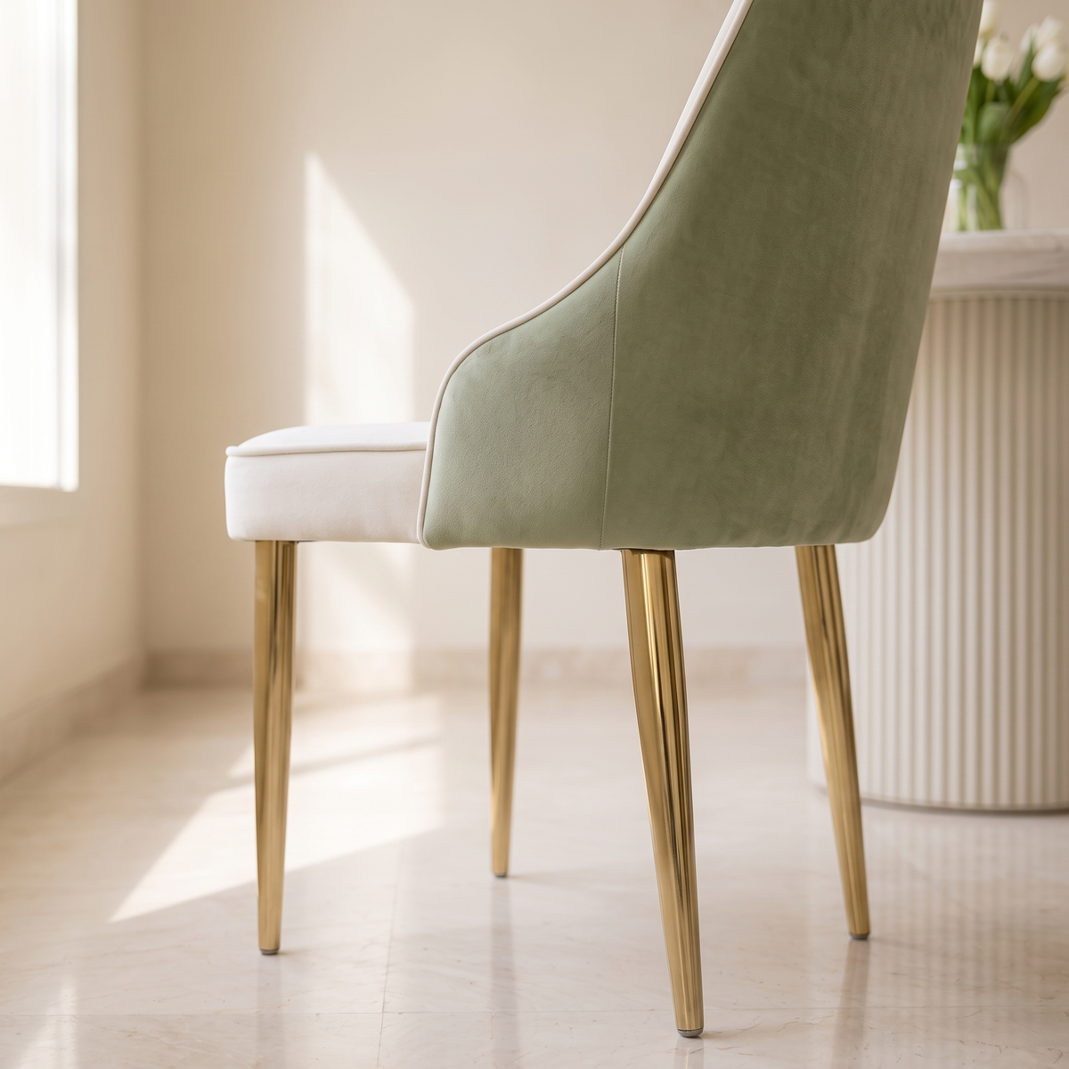 Velvet Upholstery Dining Chair #D021, close view