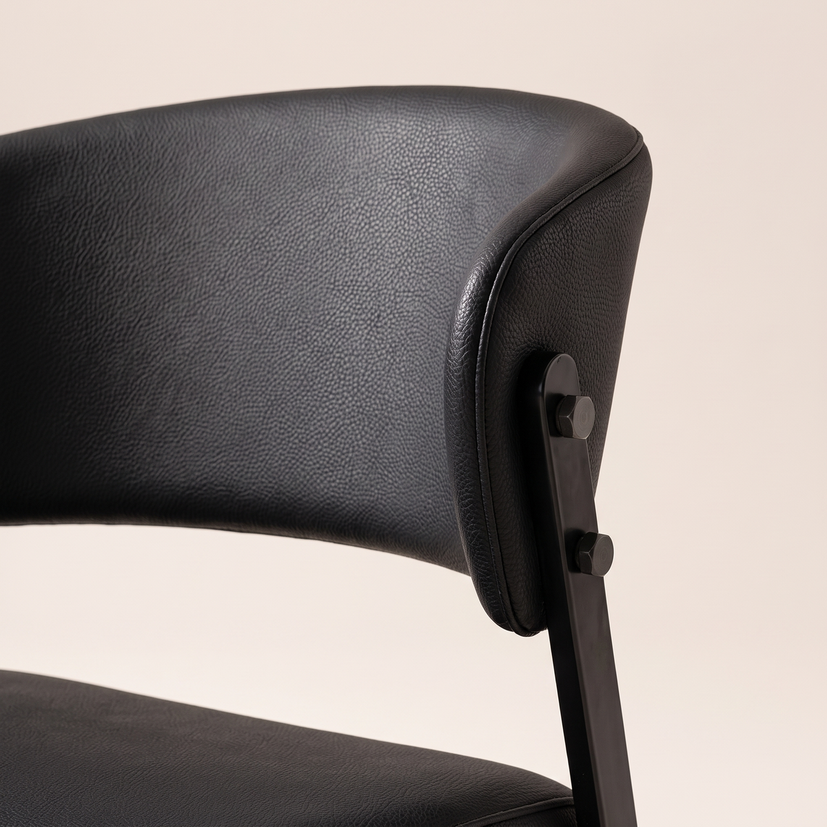 Noir Black Leather-Look Dining Chair, material detail