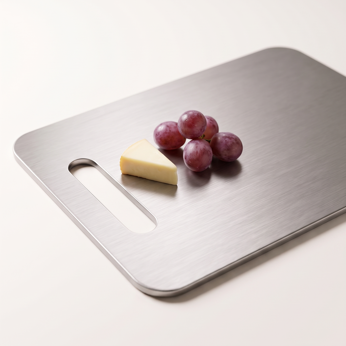 Medium Stainless Steel Cutting Board, styled detail