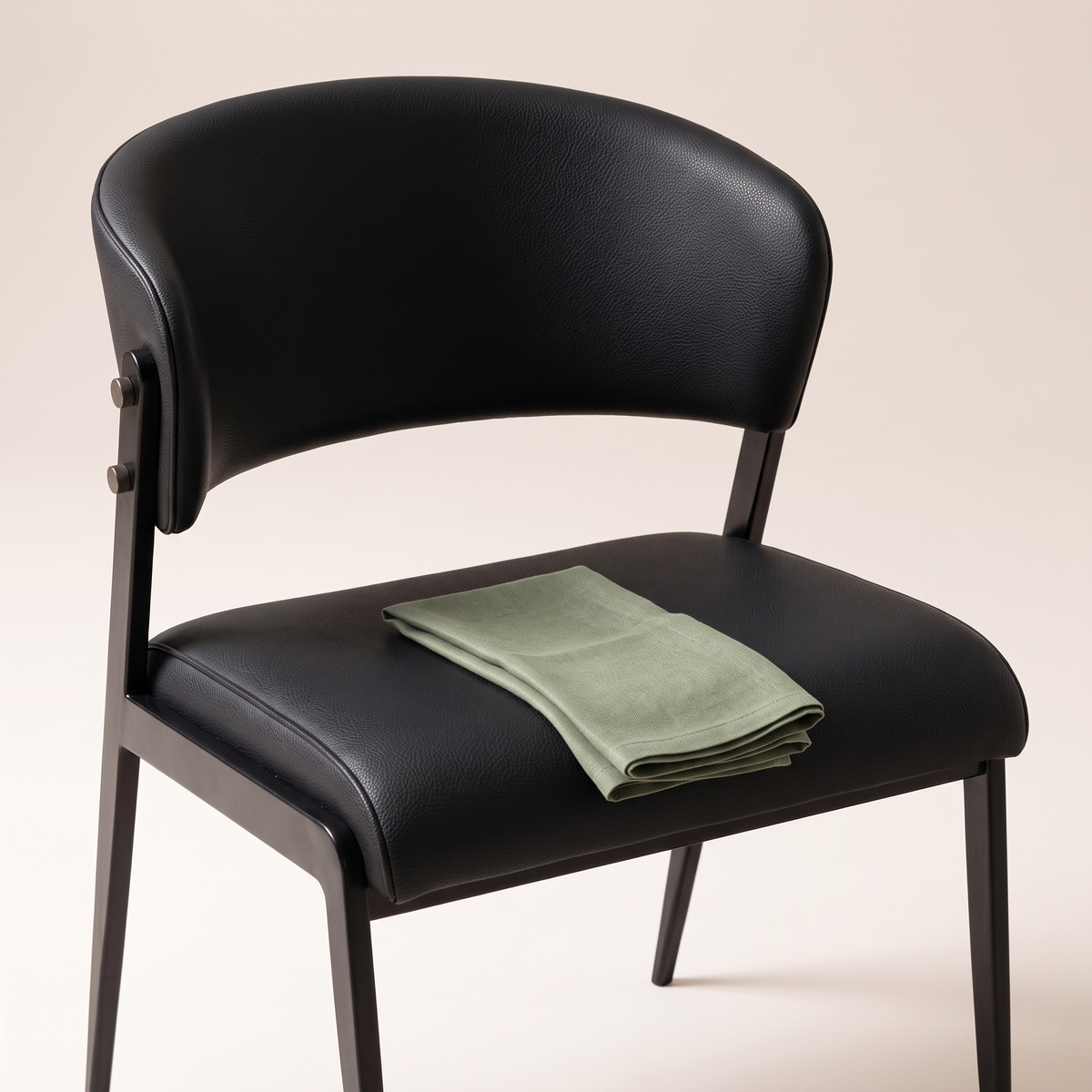 Noir Black Leather-Look Dining Chair, styled detail