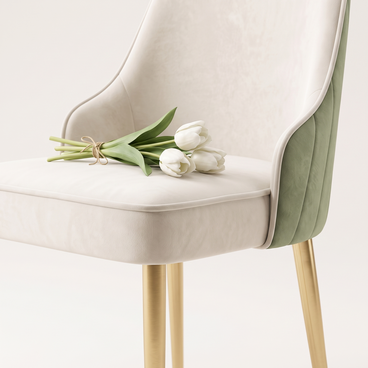 Velvet Upholstery Dining Chair #D021, styled detail