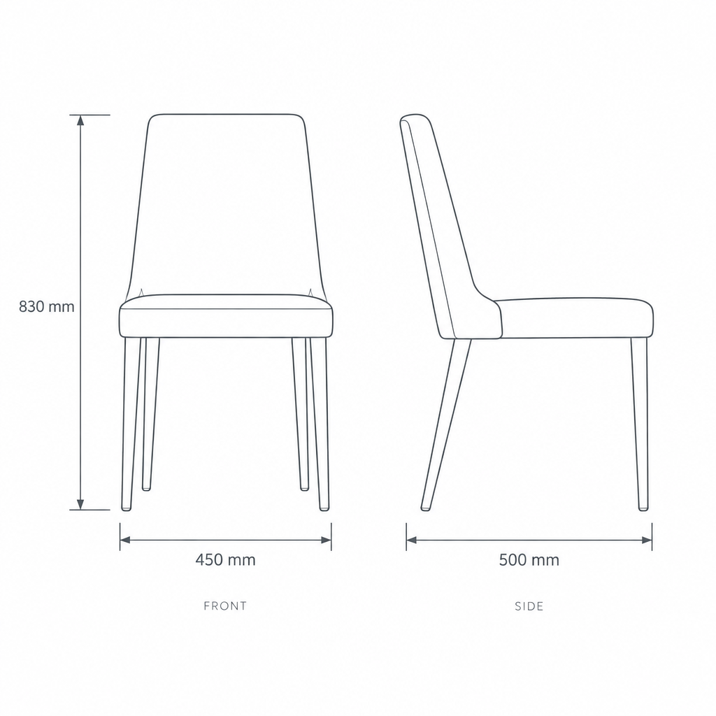 Orange Dining Chair #WY-C64, dimensions drawing