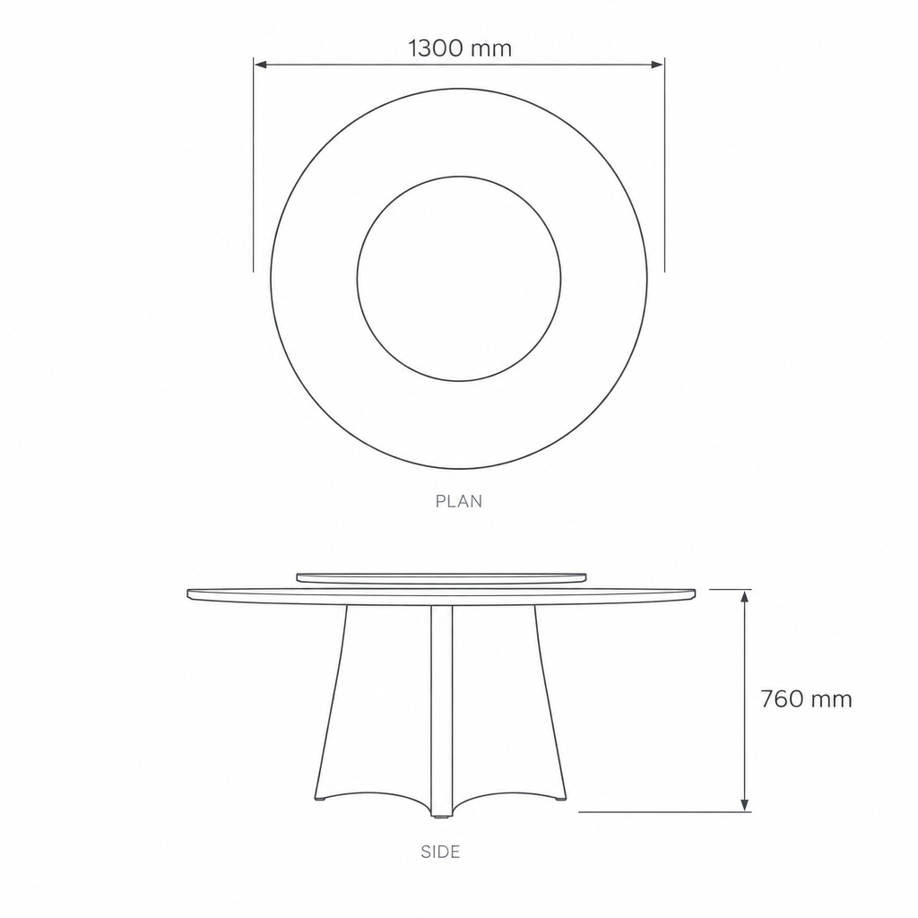 Dining Table #HT15, dimensions drawing