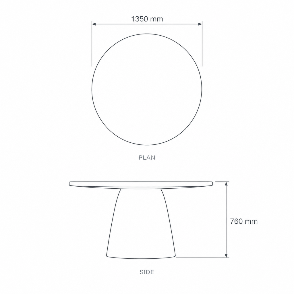 Dining Table #DT-2097, dimensions drawing
