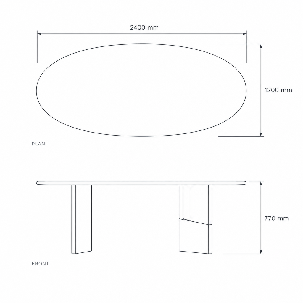 Dining Table #T-1009, dimensions drawing