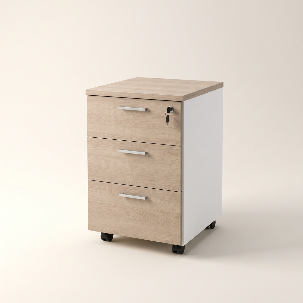 Lockable 3-Drawer Mobile Pedestal Cabinet, studio view