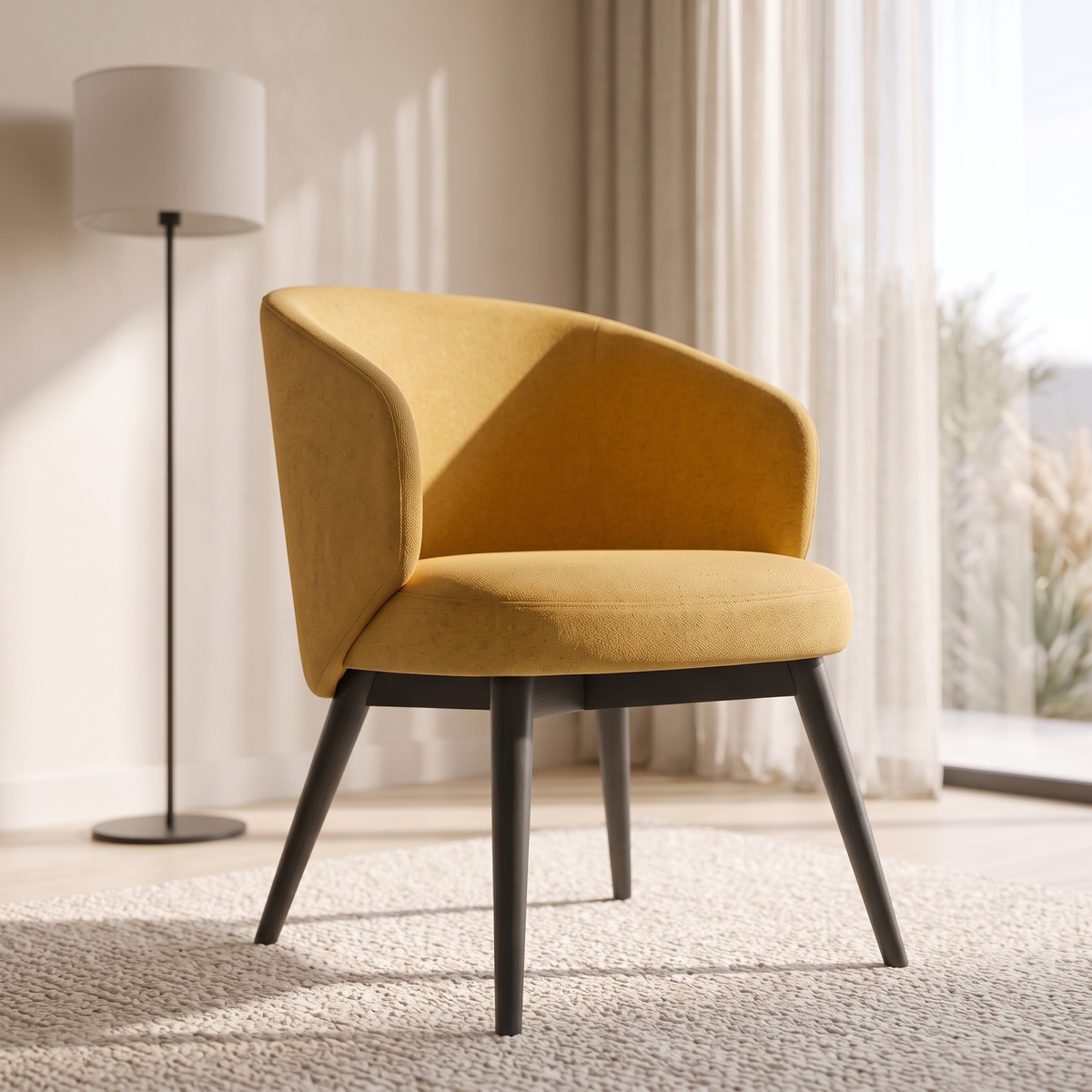 Yellow Accent Armchair, close view