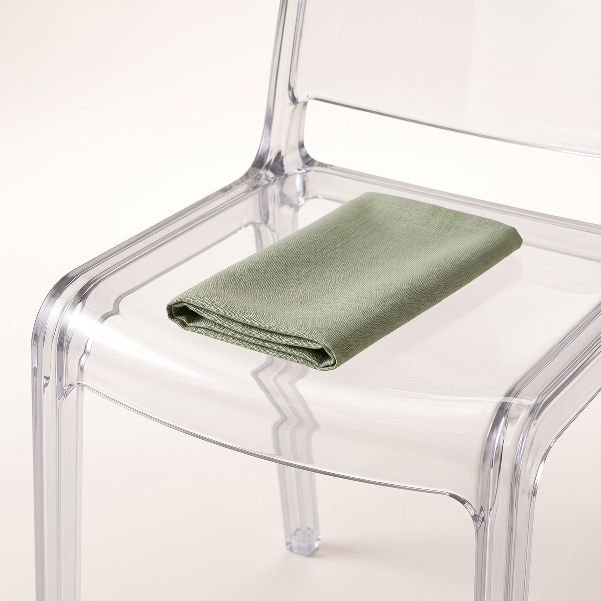 Transparent Acrylic Visitor Chair, styled detail