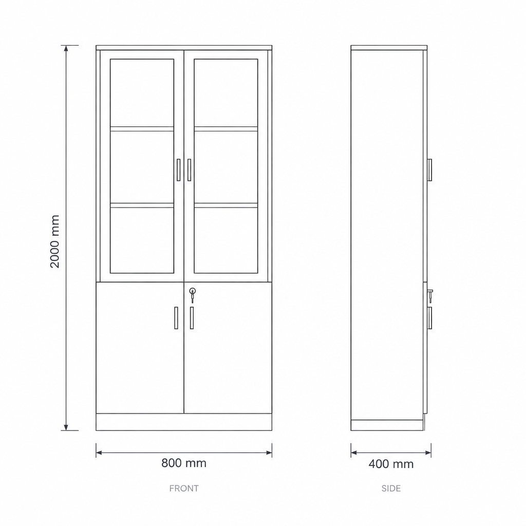 Filing Cabinet #ZQ071-15, dimensions drawing
