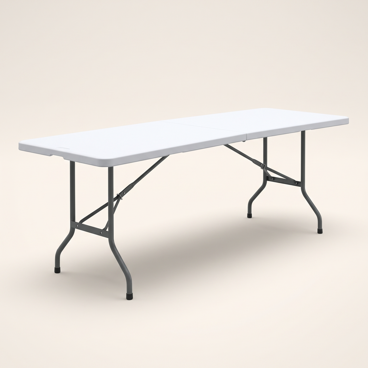 8ft White Folding Garden Table #HP-240CZ, studio view