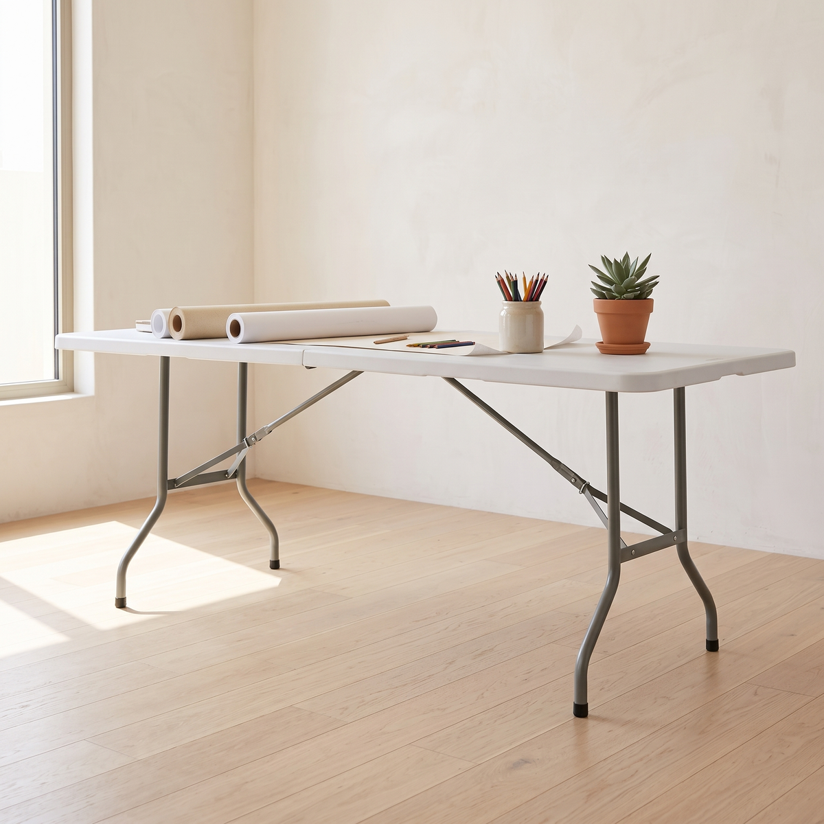 8ft White Folding Garden Table #HP-240CZ, second room view