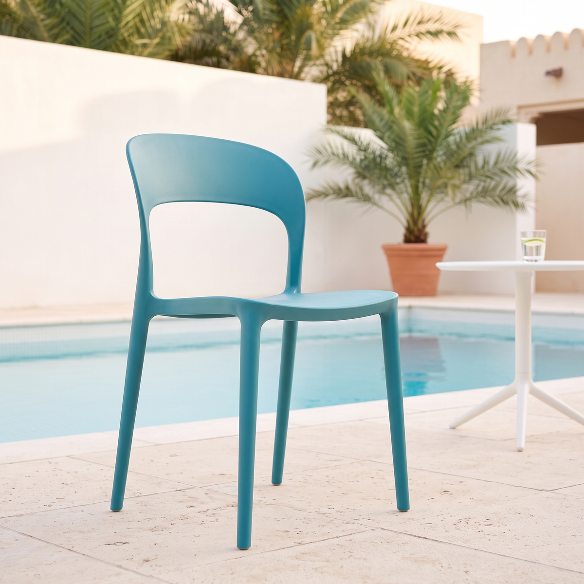 Teal Blue Garden Chair #8125, close view