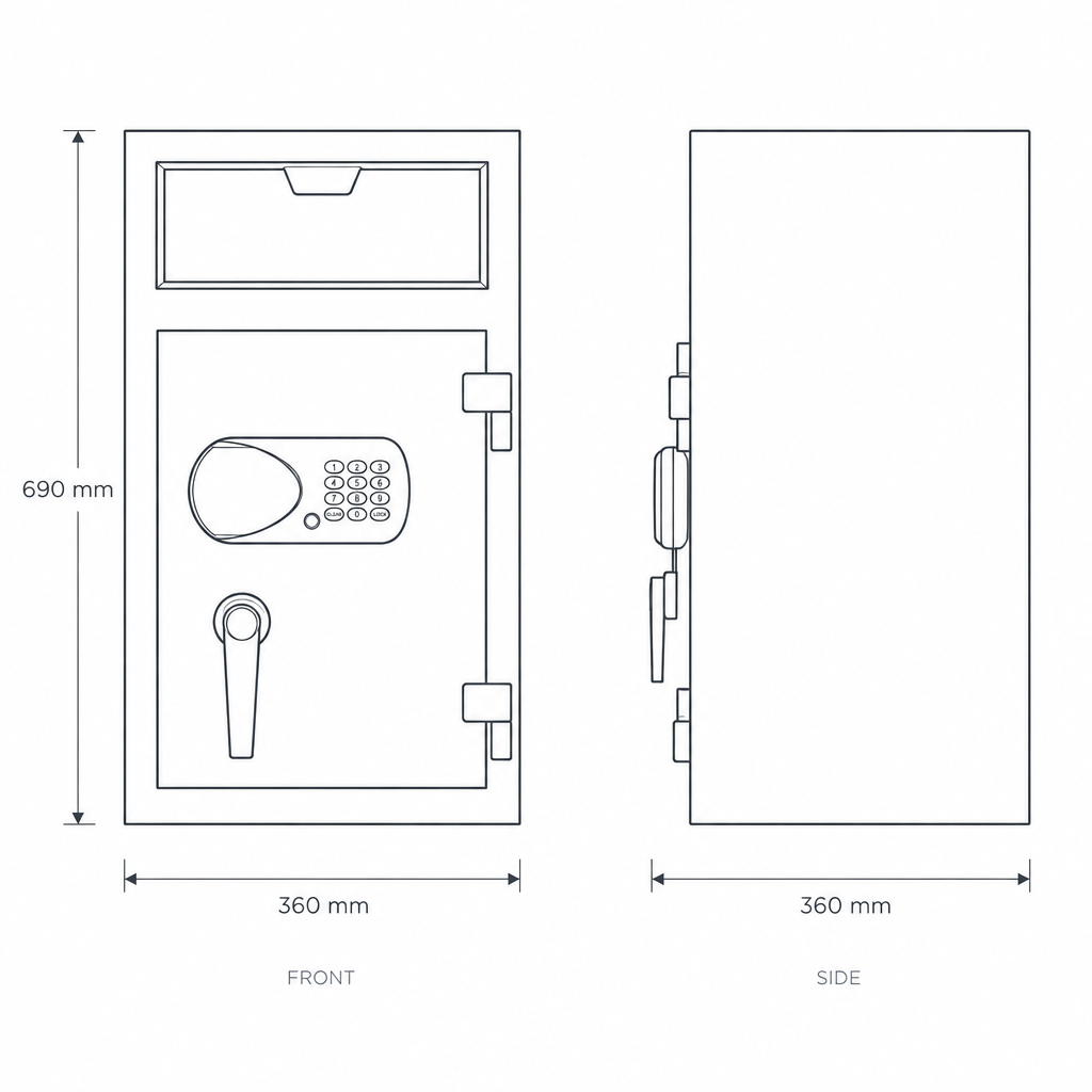 ExecutiveSafe Security Safe #DS508, dimensions drawing