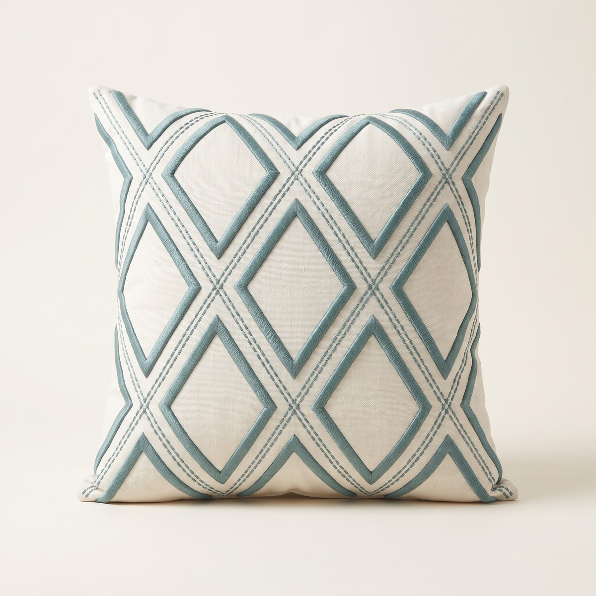 Geometric Diamond Embroidered Decorative Cushion Cover, studio view