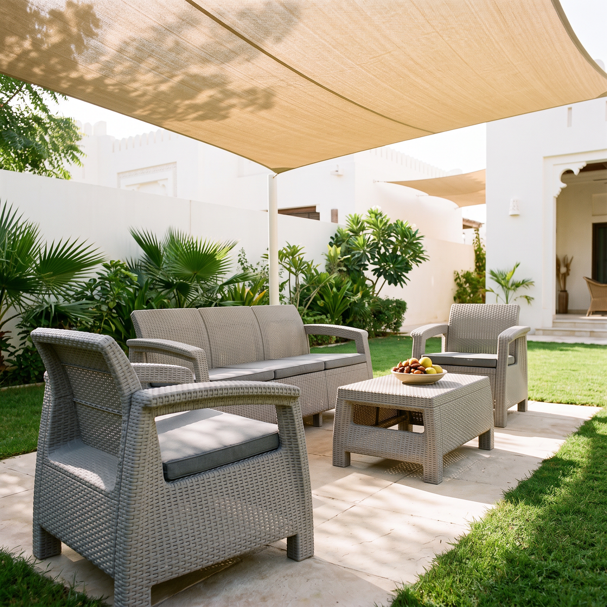 Home Needs Ash Rattan Sofa Set, second room view