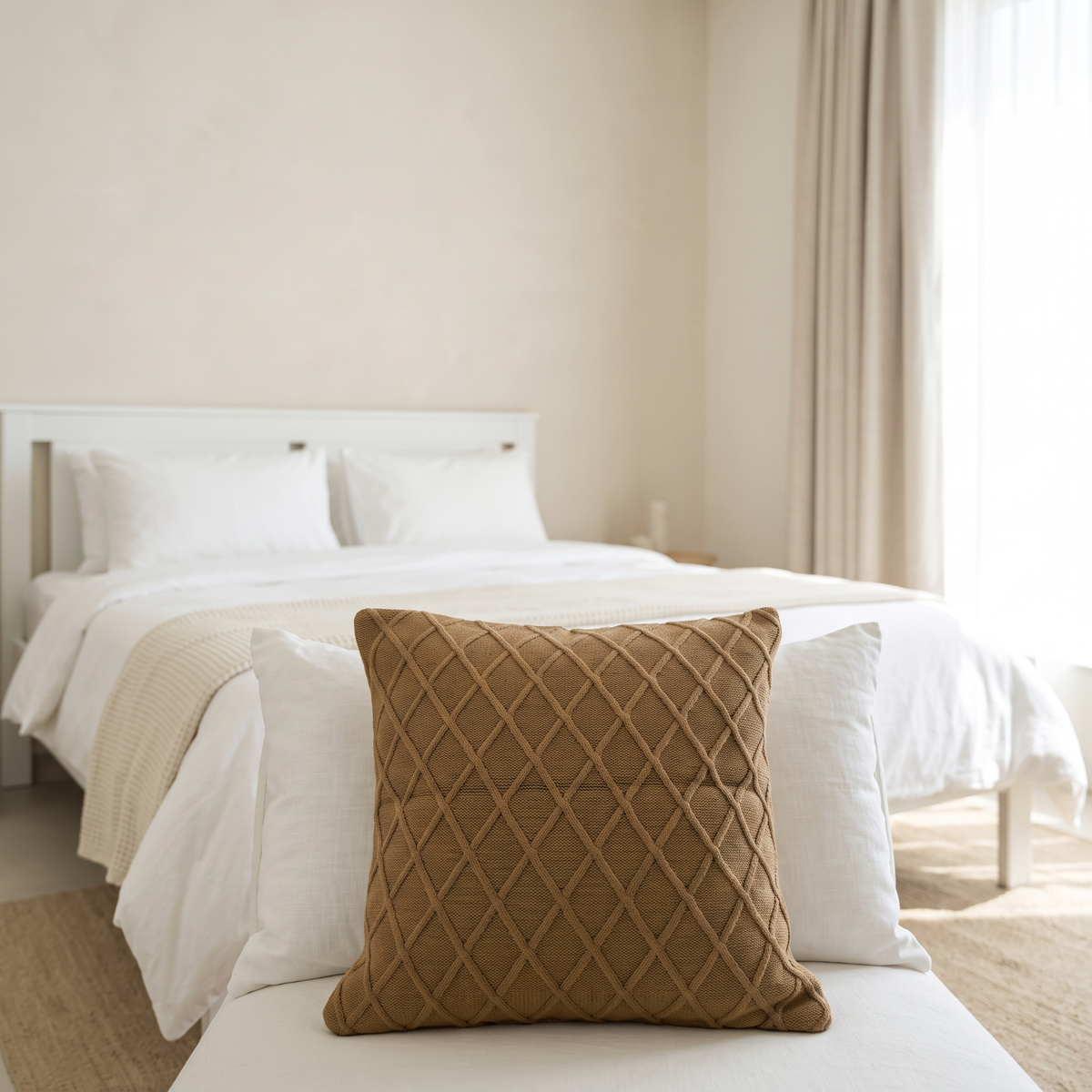 Textured Embroidered Decorative Cushion Cover, second room view