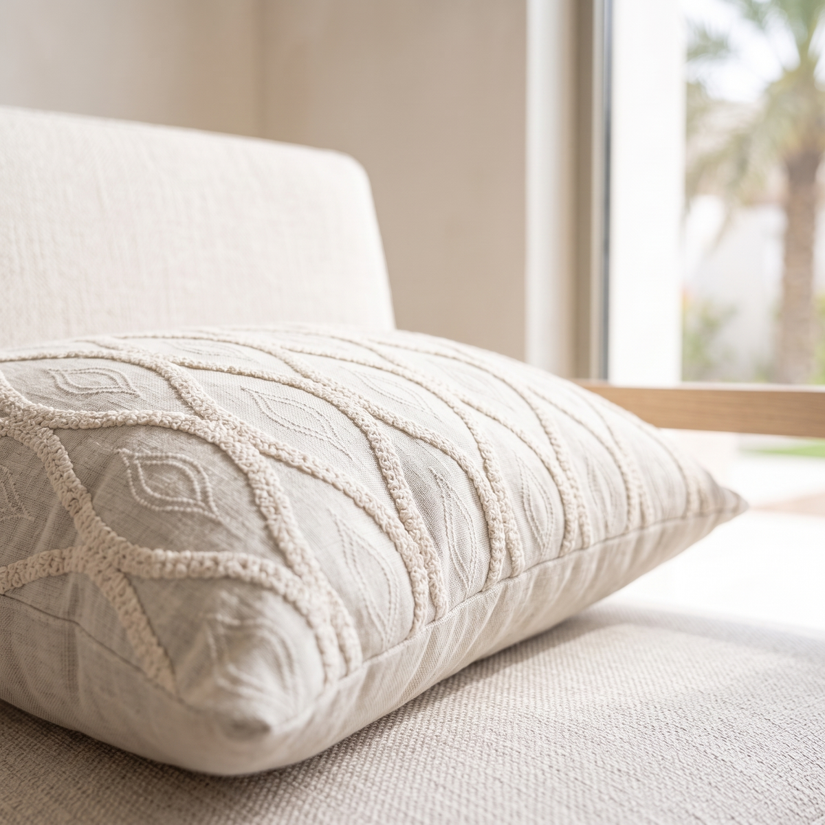 Luxury Linen Decorative Cushion Cover, close view