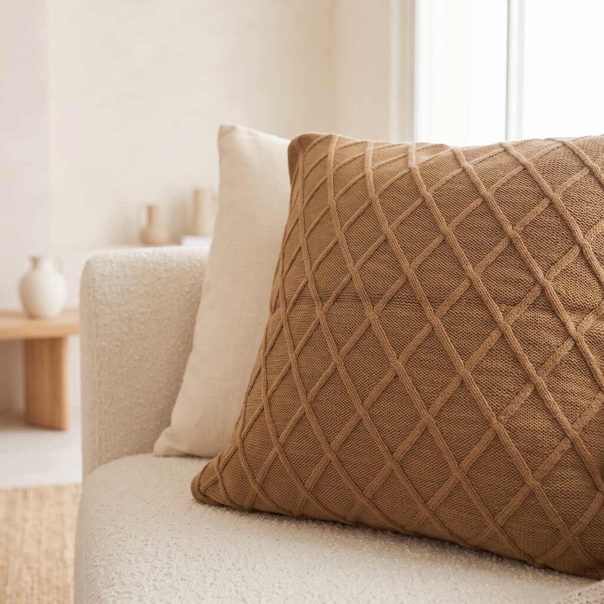 Textured Embroidered Decorative Cushion Cover, close view