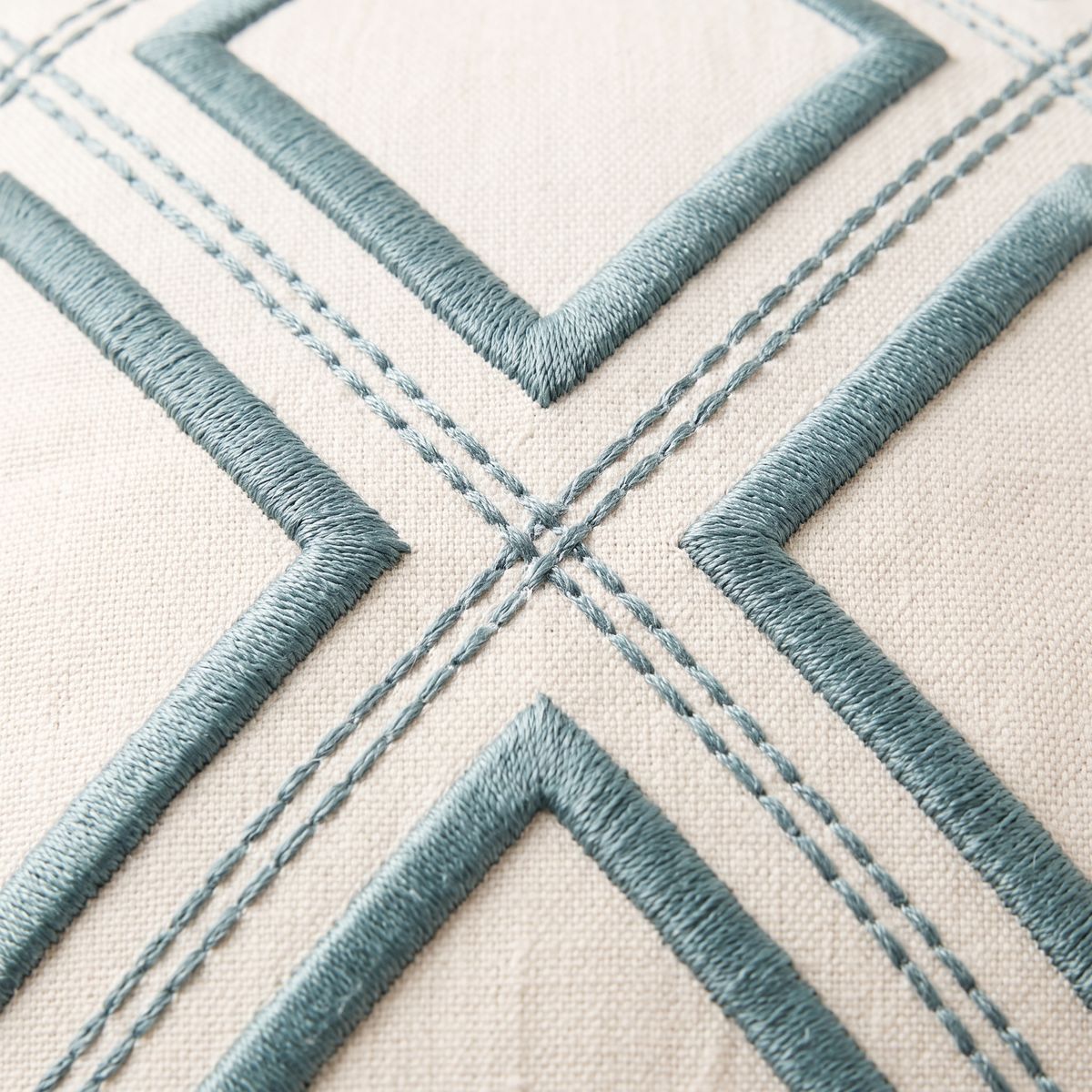 Geometric Diamond Embroidered Decorative Cushion Cover, material detail