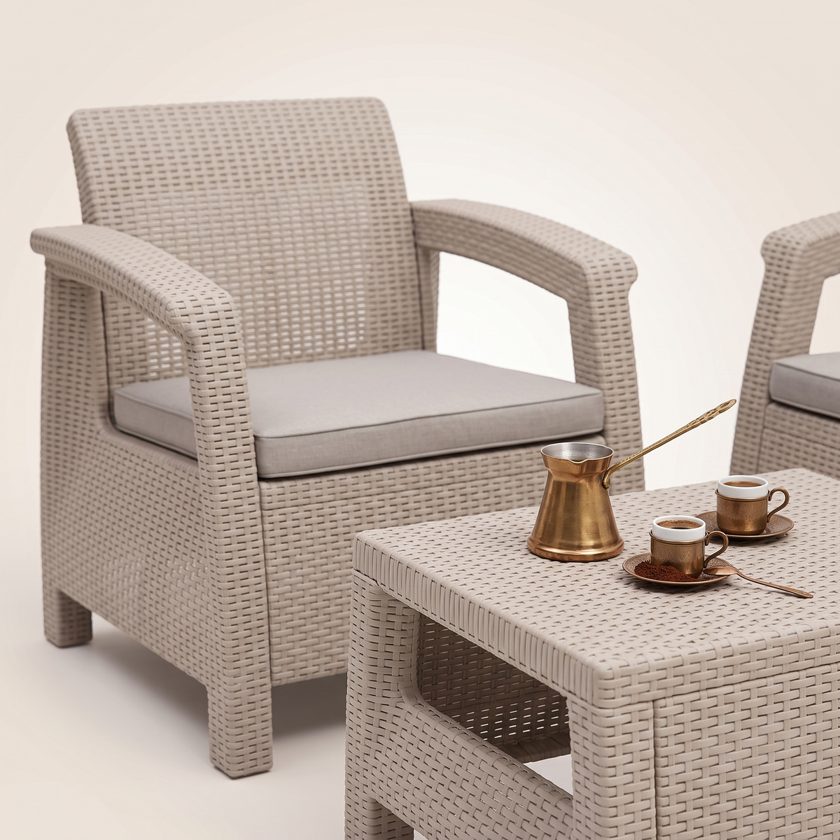 Home Needs Ash Rattan Sofa Set, styled detail
