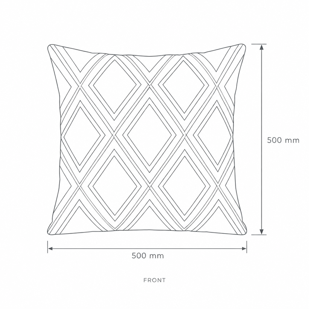 Geometric Diamond Embroidered Decorative Cushion Cover, dimensions drawing